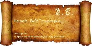 Mesch Bársonyka névjegykártya